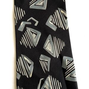 Valentino Pietro Men Silk Necktie Black/Blue/Gray 58” x 4”